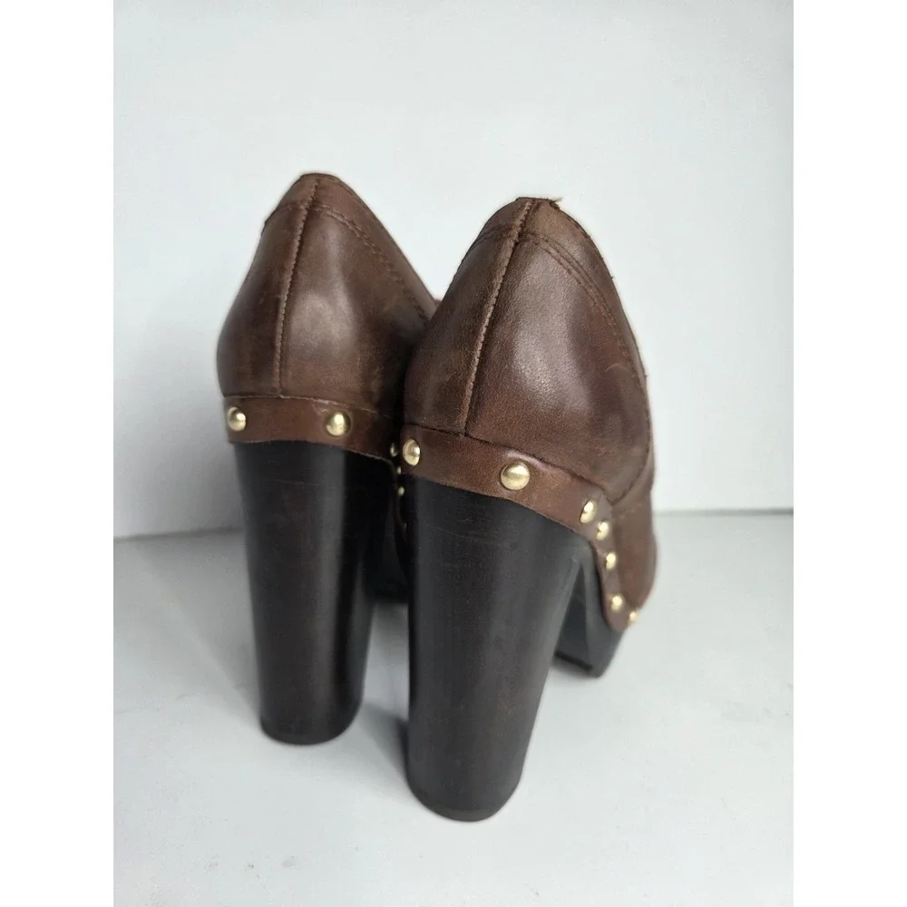 Vince Camuto Canasta Women's Leather Clogs Platform Brown Shoes Heels Sz‎ 6